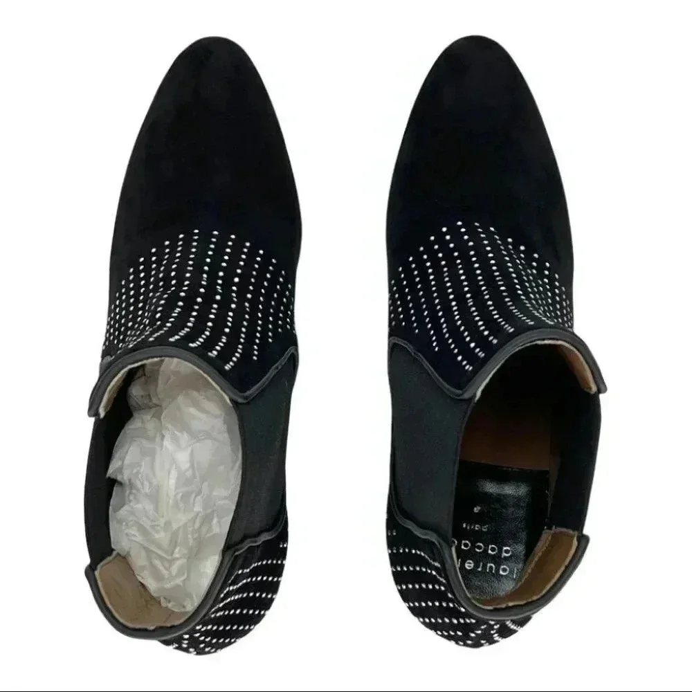 Laurence Dacade Rocco Black Suede Studded Womens Booties Size 7.5M EU 38.5 - Picture 10 of 16